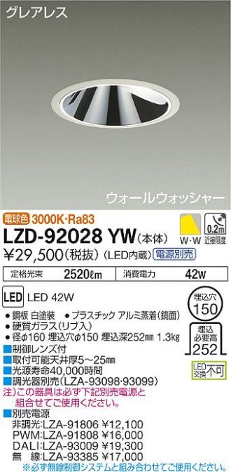 LZD-92028YW(大光電機 ダウンライト) 商品詳細 ～ 照明器具・換気扇他