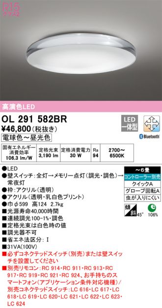 OL291582BR(オーデリック シーリング) 商品詳細 ～ 照明器具・換気扇他