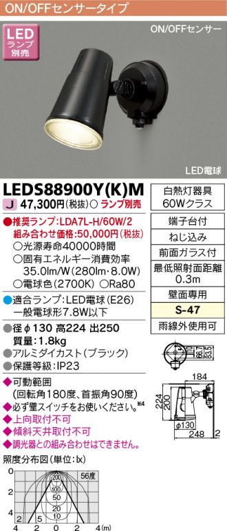 LEDS88900YKM(東芝ライテック スポットライト) 商品詳細 ～ 照明器具・換気扇他、電設資材販売のコスモ・オンライン取引